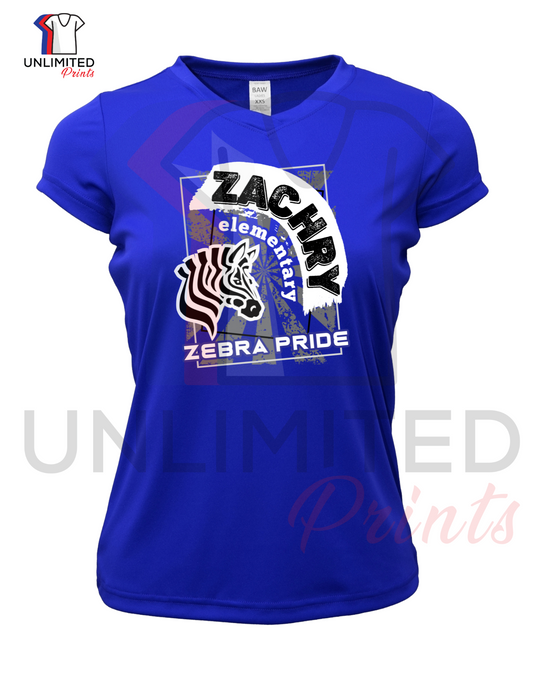 Z Zachry Elementary 25' Ladies V- Neck Dri-fit Short Sleeve Shirt