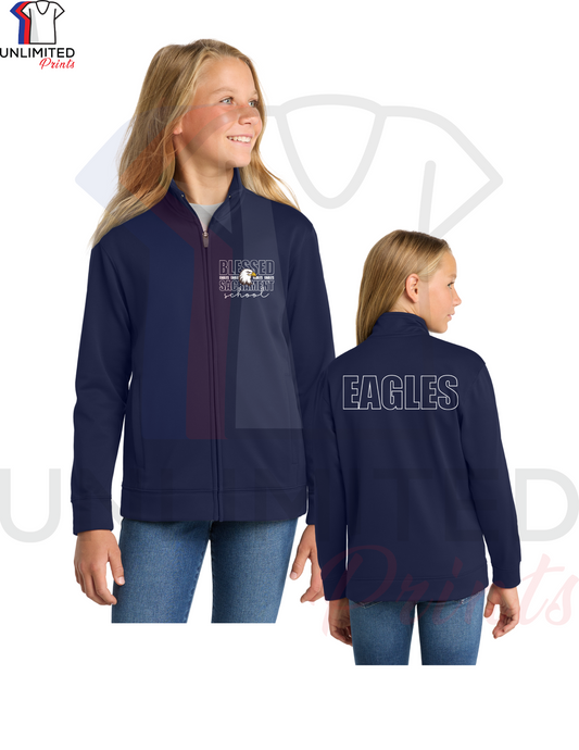 Blessed Sacrament Full Zip Dri-fit Jacket with PRINTED logo.