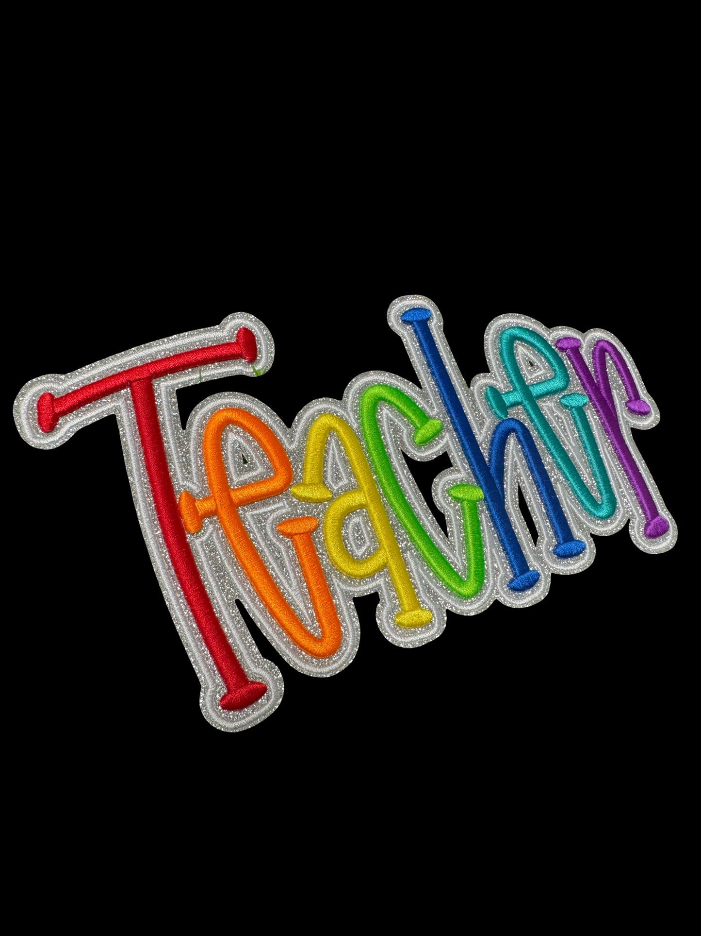 Teacher Cotton Sweatshirt with glitter and 3D Embroidered Patch