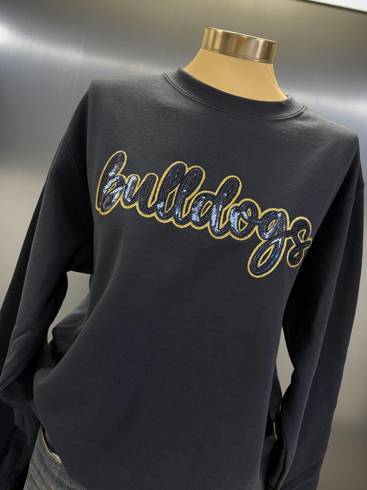 Bulldogs Glitter and Sequin Patch Navy Blue