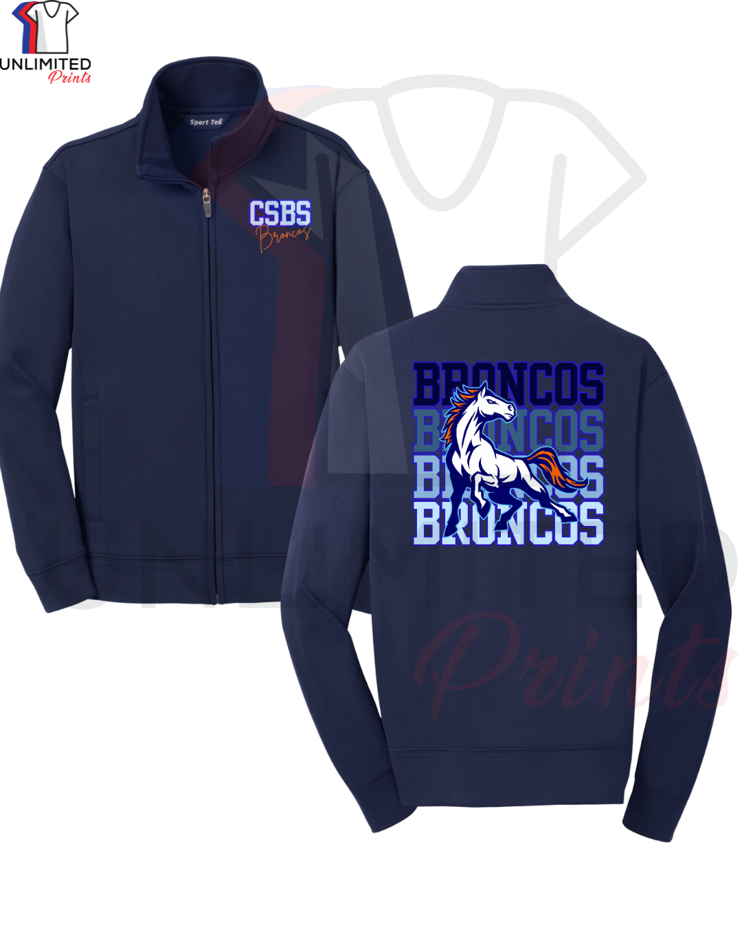 CSBS Broncos Navy Blue Dri-fit Full Zipper Jacket (PRINTED LOGO)
