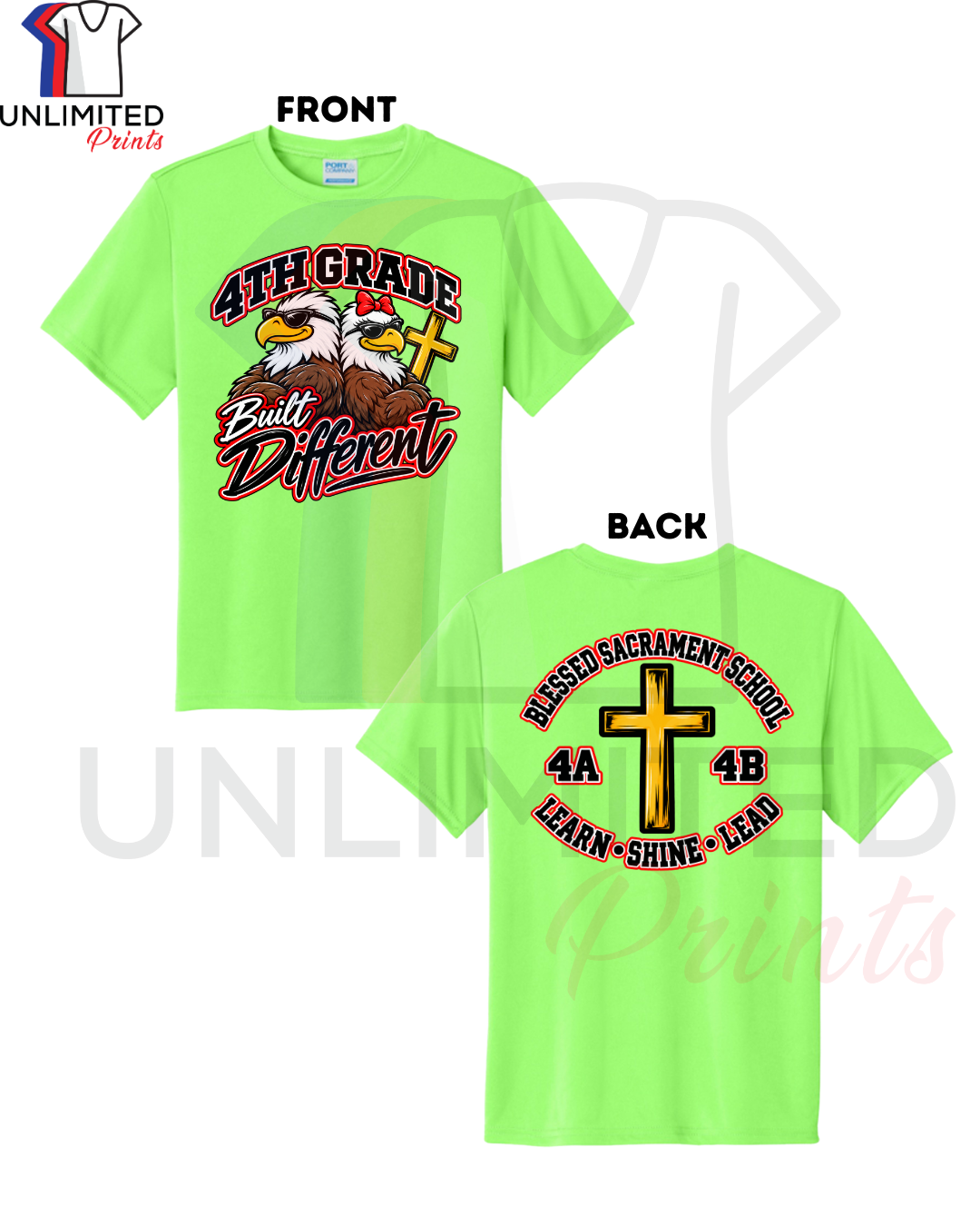 4th Grade Dri-Fit Neon Green Spirit Shirt
